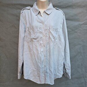 Holding Horses Size Medium Lyocell Button Down Collared Shirt Gray Comfy